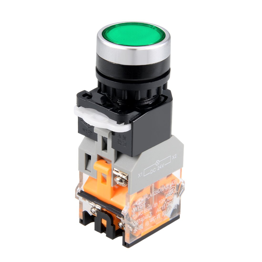 Picture of LA38 Industrial Push Switch with 22mm Mounting Hole- Red and Green| 24v 48v Dc 110v 220v 380v 660v AC(Red, Green)