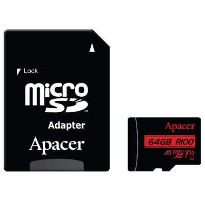 Picture of Apacer 64GB microSDXC UHS-I U1, Class10, R100 AP64GMCSX10UB-R(64GB)