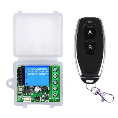 Picture of 433 MHz Wireless Remote Control Switch | 12V DC 1-Channel Relay Receiver Module & On/Off Remote(Black)