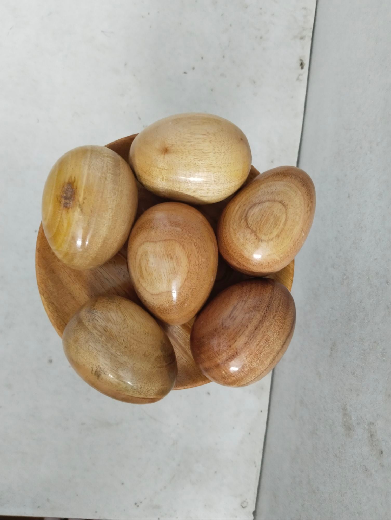 Picture of Wooden baby toys egg set with stand ( 6 pieces egg ) - Multicolor