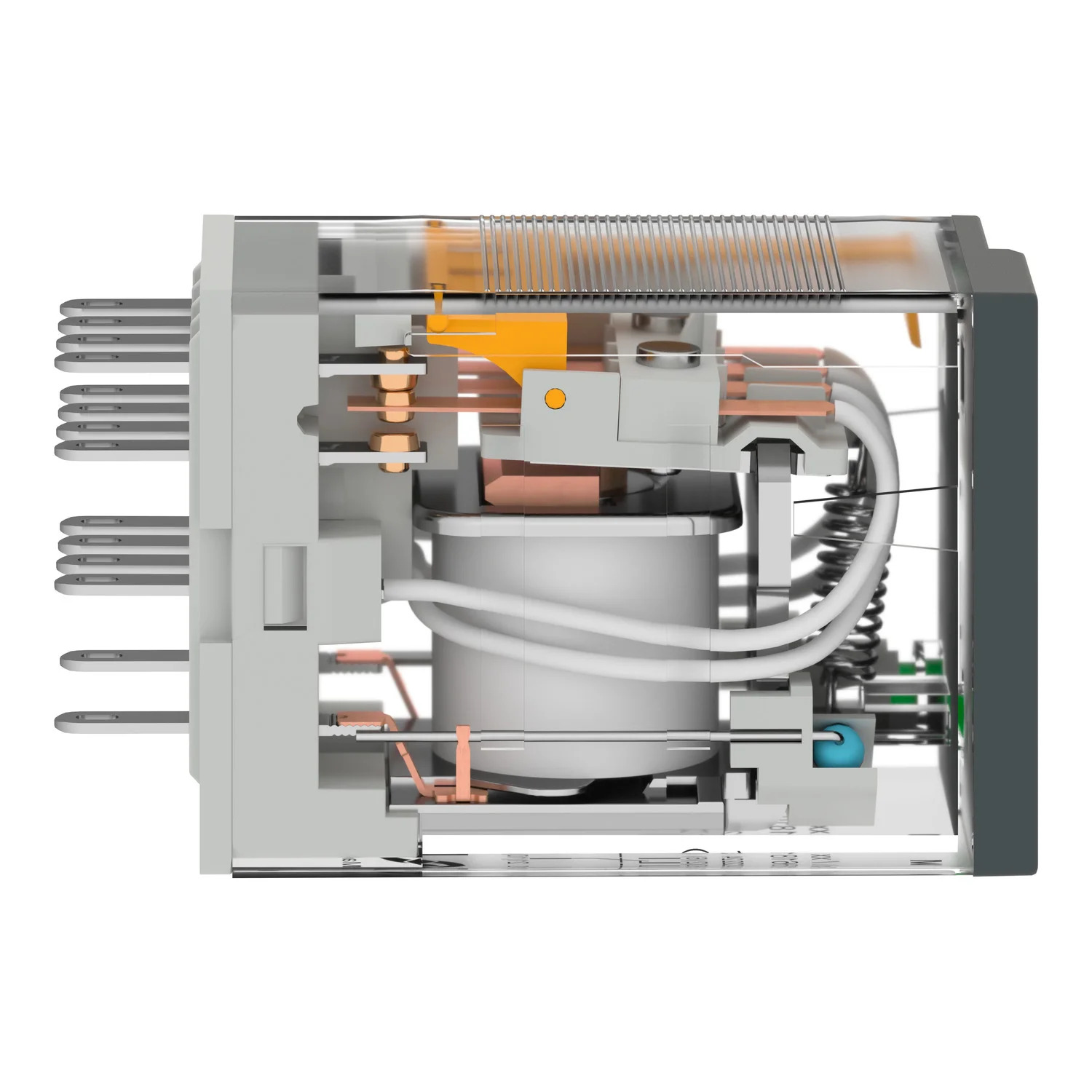 Picture of Schneider RXM4LB2 4-Pole Miniature Power Relay with Plug-in Terminals and Operation Indicator(White)