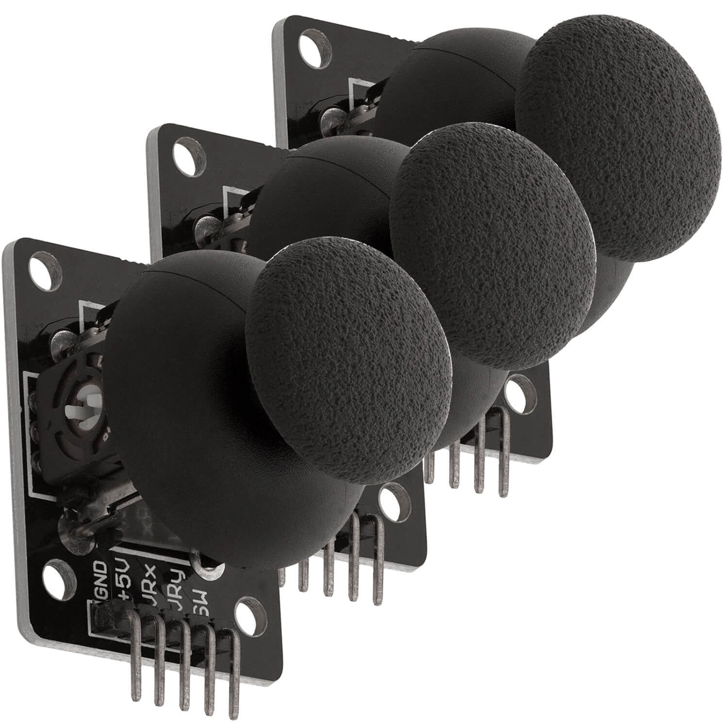 Picture of Joystick module with 5-pin breakout for Arduino integration.(Black)