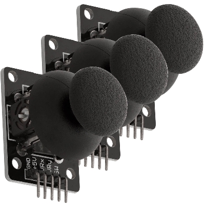Picture of Joystick module with 5-pin breakout for Arduino integration.(Black)
