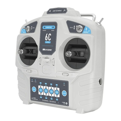 Picture of MicroZone MC6C Mini V2 – 2.4GHz 6CH Controller & Receiver Radio System for RC Airplanes, Drones, Multirotor Helicopters, and Boats(Grey)