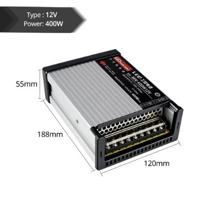 Picture of 12V 33.3A 400W Rainproof LED Power Supply Outdoor Waterproof Transformer for Lighting Systems(Grey)