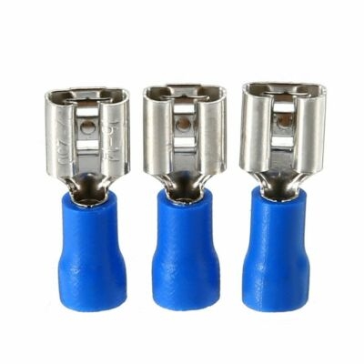 Picture of Electrical Crimp Spade Terminal – Blue Insulated Female Connector, 16-14 AWG -10PCS(Blue)