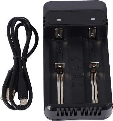 Picture of Extol Dual-Slot Lithium Battery Charger – For CR123A, 16340, 18650 Rechargeable Batteries(Black)