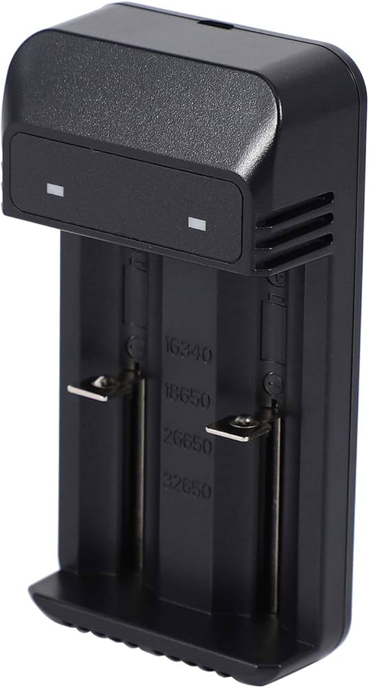 Picture of Extol Dual-Slot Lithium Battery Charger – For CR123A, 16340, 18650 Rechargeable Batteries(Black)