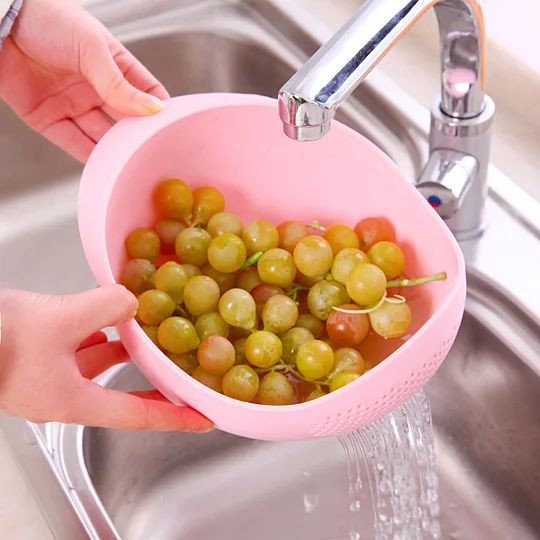 Picture of Container 2-In-1 Plastic Rice Washer Strainers and Colanders Plastic Washing Bowl for Rice,Vegetables and Fruits - Multicolor