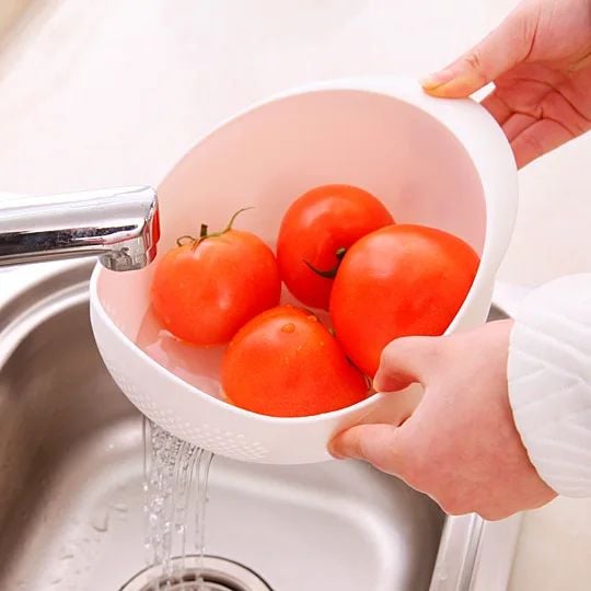 Picture of Multi-Function Plastic Colander Rice Washer Food Strainer - Prep And Serve Bowl Collapsible Kitchen Colander - Multicolor, 8 inch