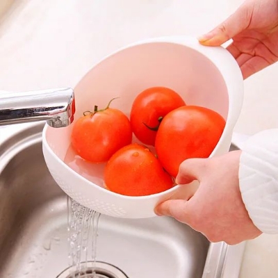 Picture of Multi-Function Plastic Colander Rice Washer Food Strainer - Prep And Serve Bowl Collapsible Kitchen Colander - Multicolor, 8 inch
