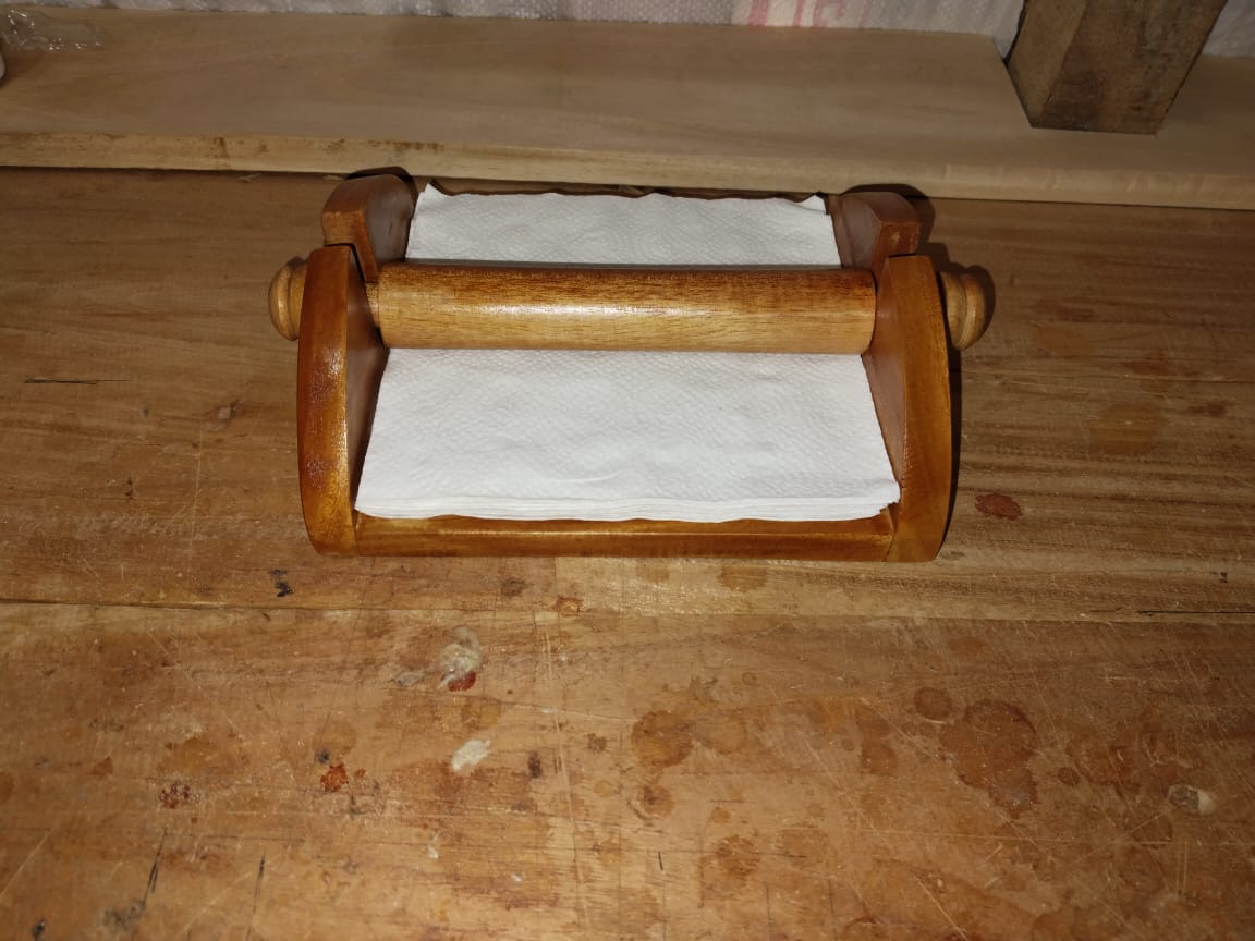 Picture of Antique Handcrafted Decorative Wooden Napkin Holder Tissue Holder Stand for Dining Table Restaurant - Multicolor