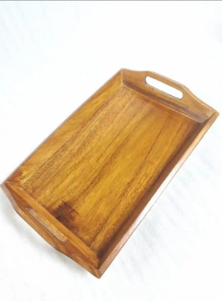 Picture of Hot Sale Kitchen Accessories Kitchen Tray Customize Tray With Handle Wooden Serving Trays Food Wood Pallet - Multicolor