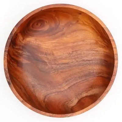 Picture of 2023 Traditional Natural Mehguni  Wooden Made Serving Bowl For Dry Snacks Only Kitchen Accessories Uses ( 11 inch ) - Multicolor