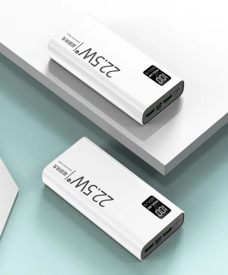 Picture of DIY Power Bank Battery Case with Dual USB-A Outputs, Type-C & Micro USB Input, Fast Charging, 3-Digit Display(White)