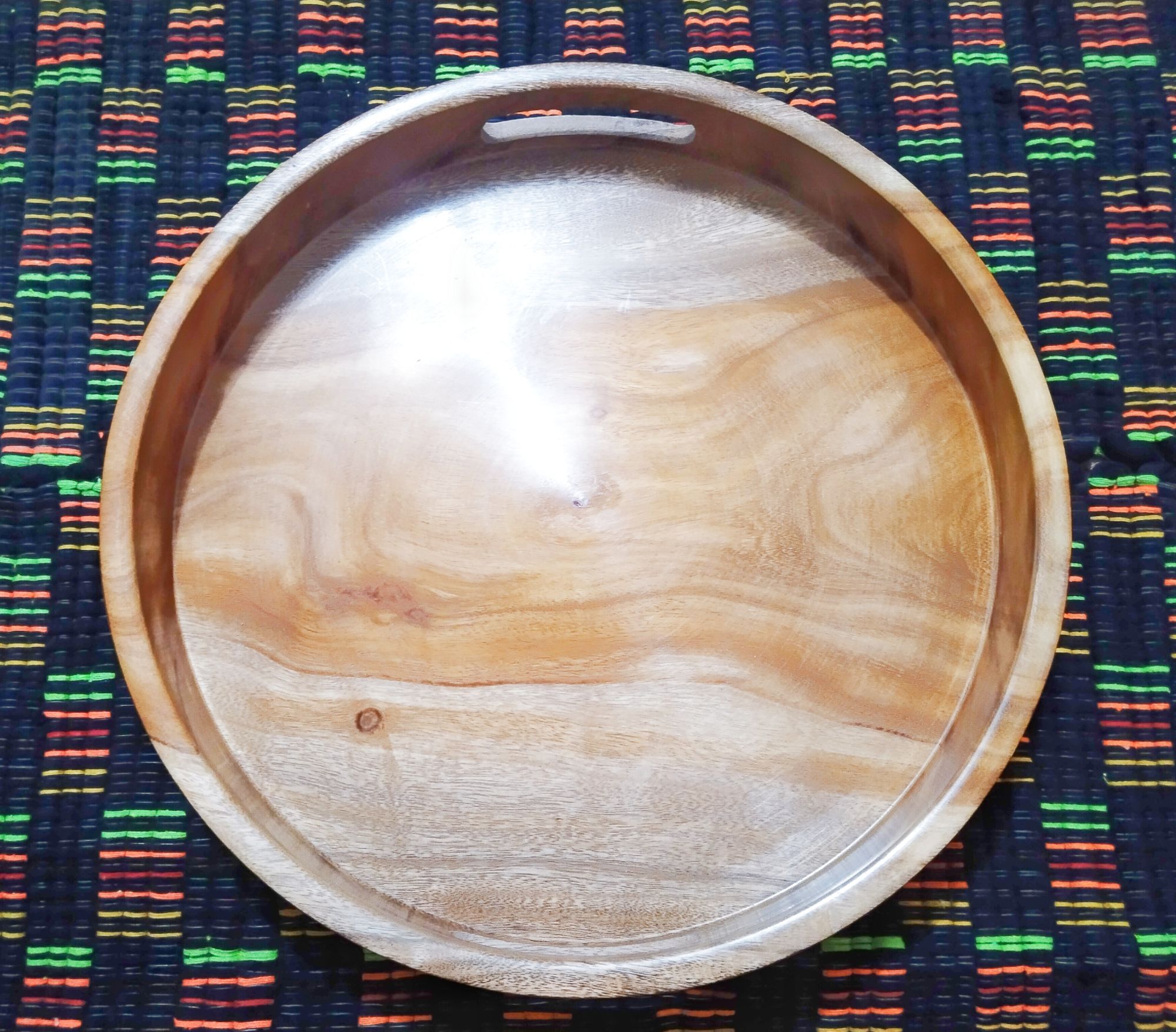 Picture of Hand Made mehuguni  Wooden Round Serving Tray  ( 12 inch round ) - Multicolor