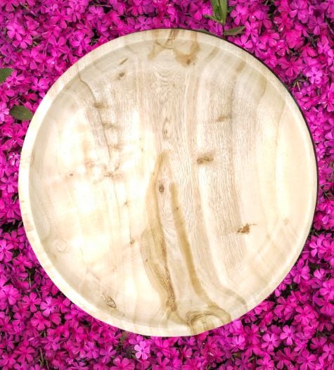 Picture of Hand Made 12 Inch  Wooden plate ,Serving Tray For  Restaurant ,Hotel and Home ( Without Color) - Multicolor