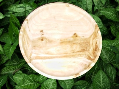 Picture of Hand Made 12 Inch  Wooden plate ,Serving Tray For  Restaurant ,Hotel and Home ( Without Color) - Multicolor