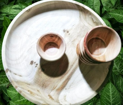 Picture of 1 pcs Hand Made Wooden Sauce Container For Serving Food at Hotel, Restaurants, Office, Home - Multicolor