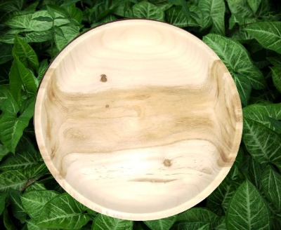 Picture of Natural  Wooden 11 inch round 2 inch height  Food serving plate ( without color ) - Multicolor