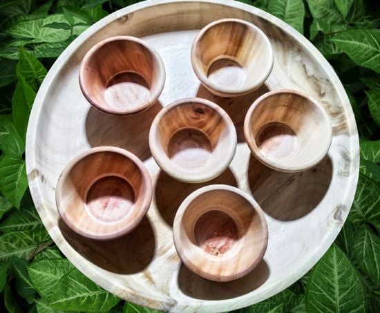 Picture of 6 pcs Hand Made Wooden Sauce Container For Serving Food at Hotel, Restaurants, Office, Home - Multicolor