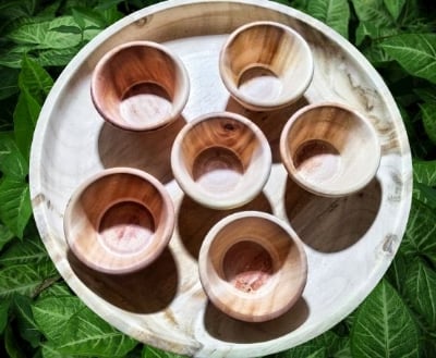 Picture of 6 pcs Hand Made Wooden Sauce Container For Serving Food at Hotel, Restaurants, Office, Home - Multicolor