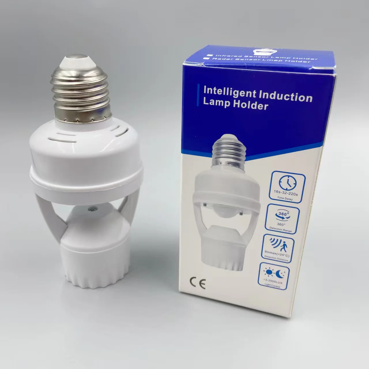 Picture of Smart PIR Motion Sensor LED Lamp Holder E27 – Automatic On/Off Light Bulb Adapter with Adjustable Delay, AC 85–265V(White)