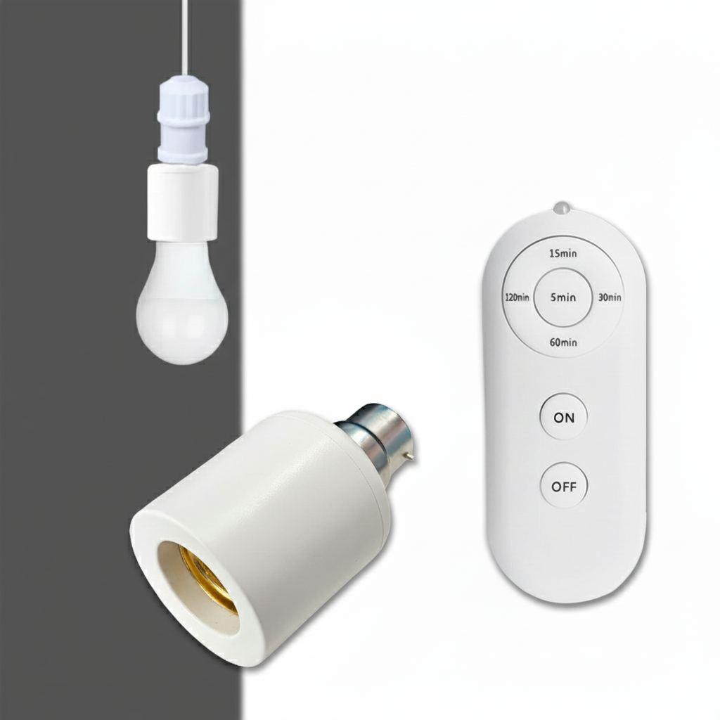 Picture of Wireless B22 to E27 Light Socket Adapter with Remote ON/OFF Control(White)