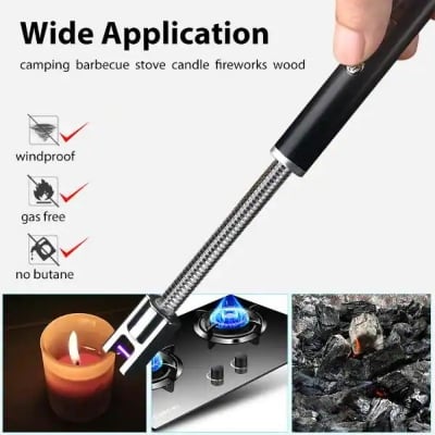 Picture of USB Rechargeable Arc Lighter | Flameless Plasma Electric Lighter for Kitchen, Candles & Outdoor Use(Blue, Black)