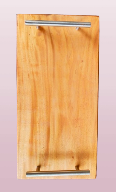 Picture of Classic Wooden  16 Inch  Long Serving Tray  with Steel  Handle - Multicolor