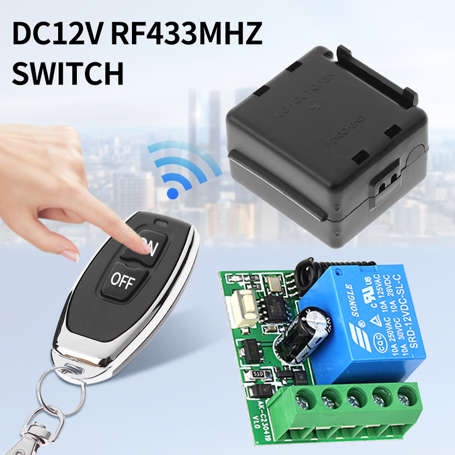 Picture of 433 MHz Wireless RF Remote Control | 1-Button Transmitter for Relay & Home Automation (Remote Only)(Black)
