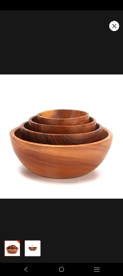 Picture of Handmade Durable Children Tableware Natural Eco Friendly wooden Baby Bowl 7 INCH - Multicolor
