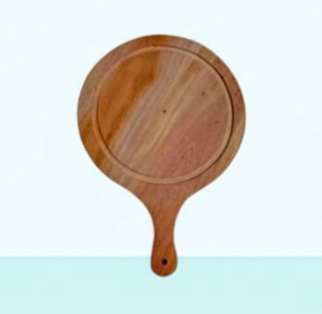 Picture of 11 inches Mahogany Wooden Round Head Pizza Board / Pizza Tray - Multicolor