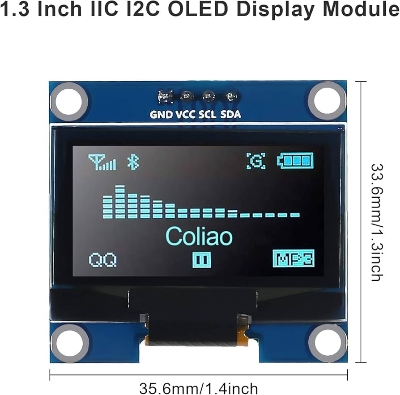 Picture of 1.3 Inch I2C OLED Display Module 128x64 for Arduino, ESP32 & Microcontrollers(Blue)