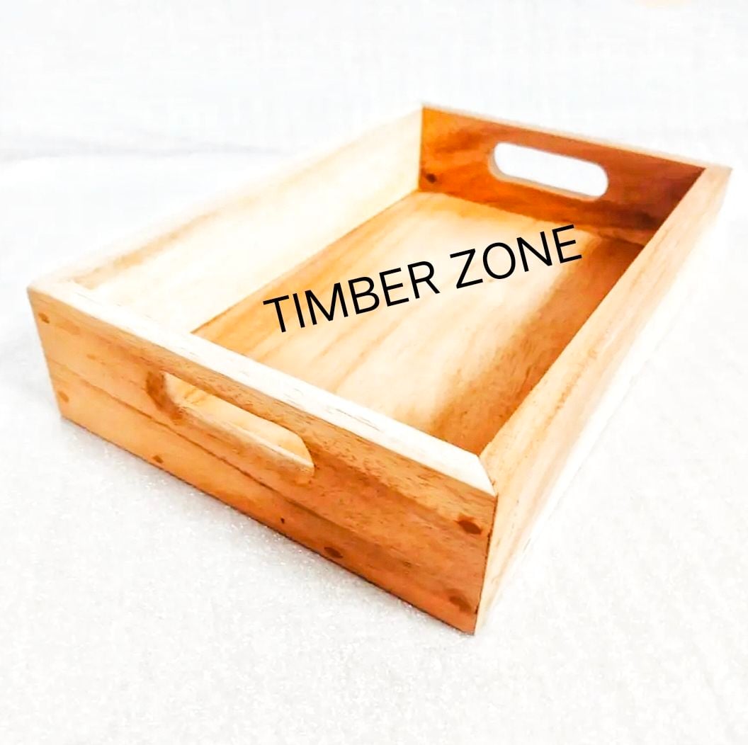 Picture of Wooden Rectangular Serving Tray, Wood Plate, Tea/Drink Platter, Dinner Serving Tray, Snack Tray ( Without Color ) - Multicolor