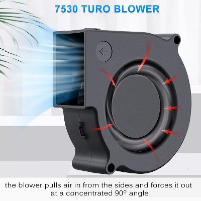 Picture of YD9733HBL 9733 DC 12V 2.94A 7000RPM High-Speed Blower Fan | Dual Ball Bearing Brushless Cooling Fan For BBQ Stove, Kalan & Oil Stove Use | Portable Cooking Blower Machine(Black)