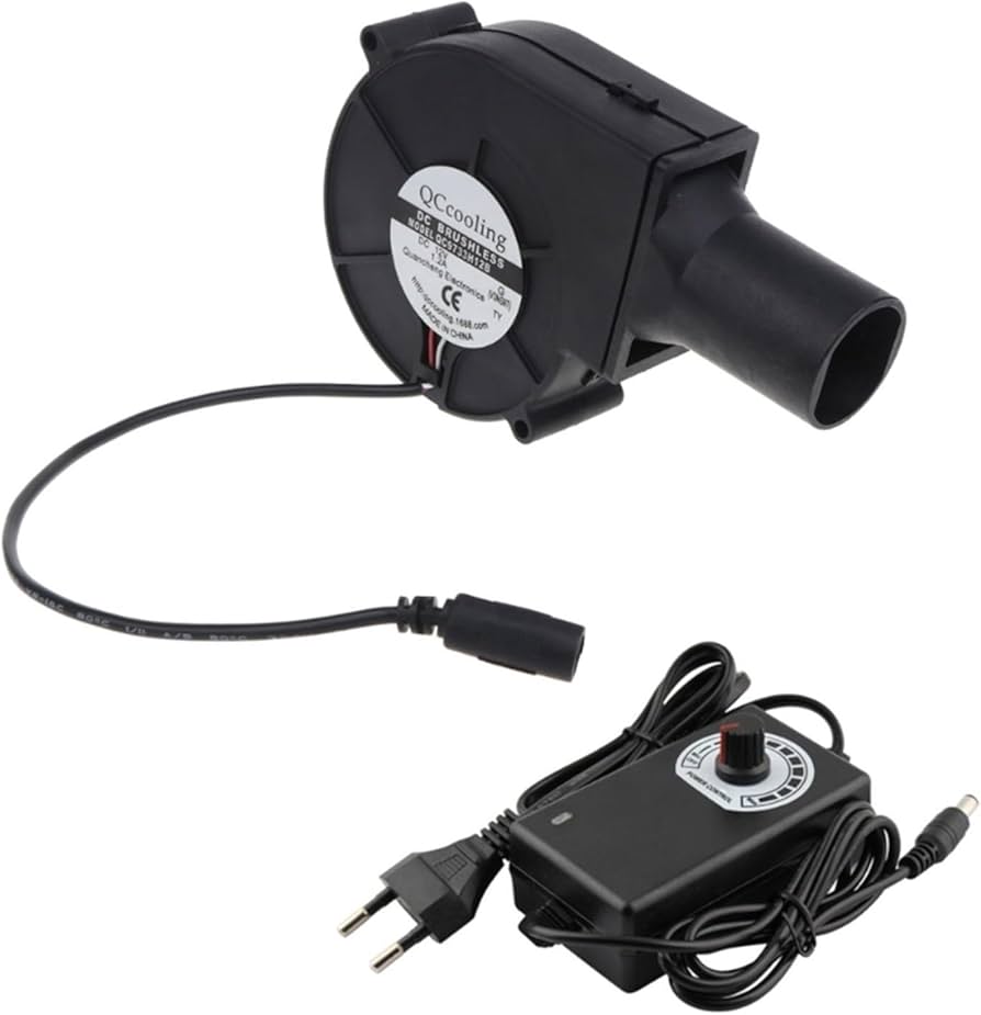 Picture of YD9733HBL 9733 DC 12V 2.94A 7000RPM High-Speed Blower Fan | Dual Ball Bearing Brushless Cooling Fan For BBQ Stove, Kalan & Oil Stove Use | Portable Cooking Blower Machine(Black)