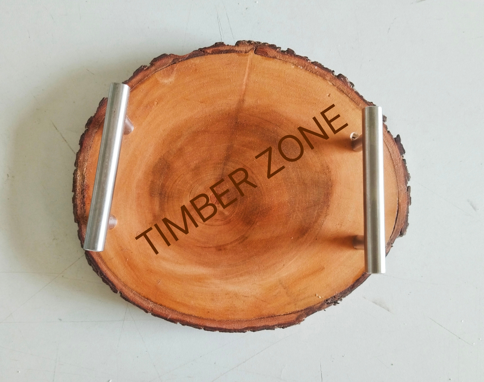Picture of High Quality Wooden Slice Tea coffee water serving  Tray With Handle - Multicolor
