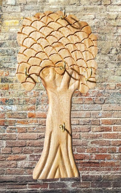 Picture of Wooden Wall Hanging Key Holder with Polish - Multicolor