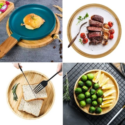 Picture of 15 Inch Wooden Charger Plate Wedding and Home Round Unique plate and Dish with Carved Finished Charger Plate tray - Multicolor