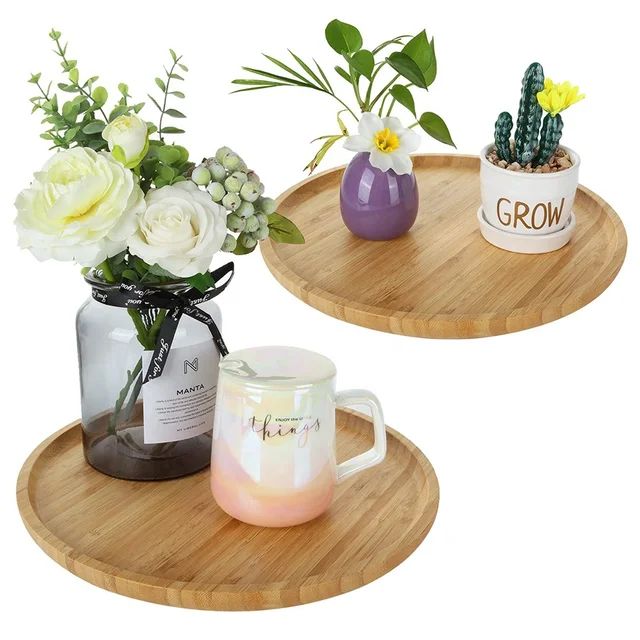Picture of 15 Inch Wooden Charger Plate Wedding and Home Round Unique plate and Dish with Carved Finished Charger Plate tray - Multicolor