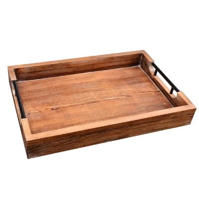 Picture of European Wooden unique design Tray Tableware Food Dessert Cake Snack Serving Tray Plate with handle - White