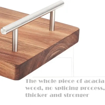 Picture of Wood Serving Tray with Handles Decorative Serving Trays Platter for Breakfast Appetizers BBQ, Coffee Table Party - Multicolor