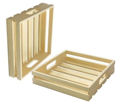 Picture of square Wooden Pallet Crates Unfinished Wood Trays Storage for DIY Crafts - Multicolor