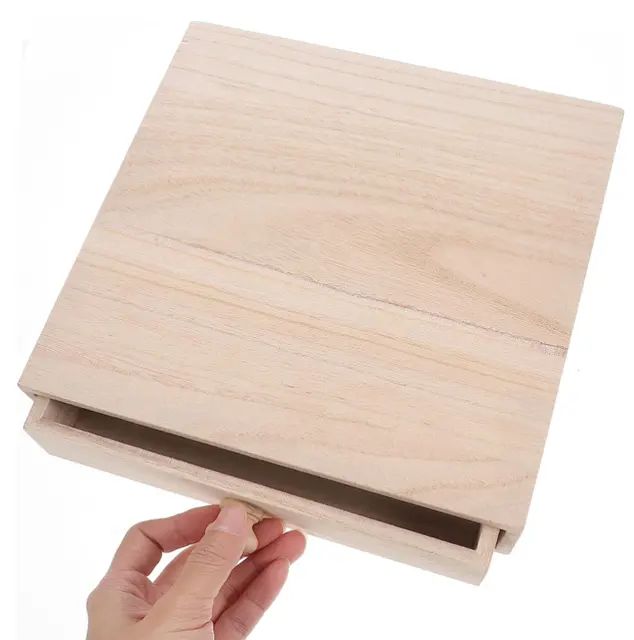 Picture of wooden Box Gift Jewelry storage Drawer Case Wood Tea Organizer Container Wood Jewelry Box Antique Decor - Multicolor