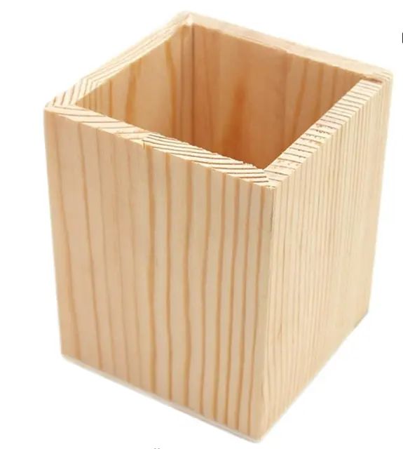 Picture of Pine Pen Holder wooden pen organizer desktop stationery organizer cosmetic brush holder wooden utensil organizer office gift - Multicolor