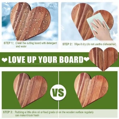 Picture of Customized Heart Shaped Wood Cutting Board Wood Bread Board Cheese Serving Board for Meat - Multicolor