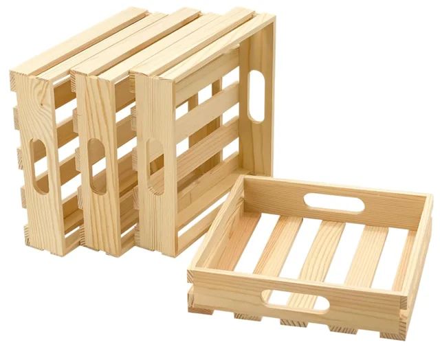 Picture of Wooden Pallet Crates Unfinished Wood Trays Storage for DIY Crafts ( 10" *10") - Multicolor