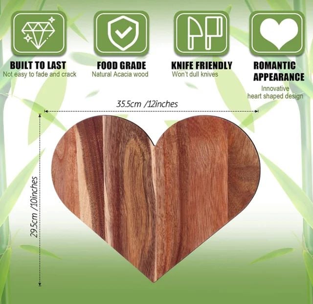 Picture of Heart Shaped Wood Cutting Board Wooden - Multicolor