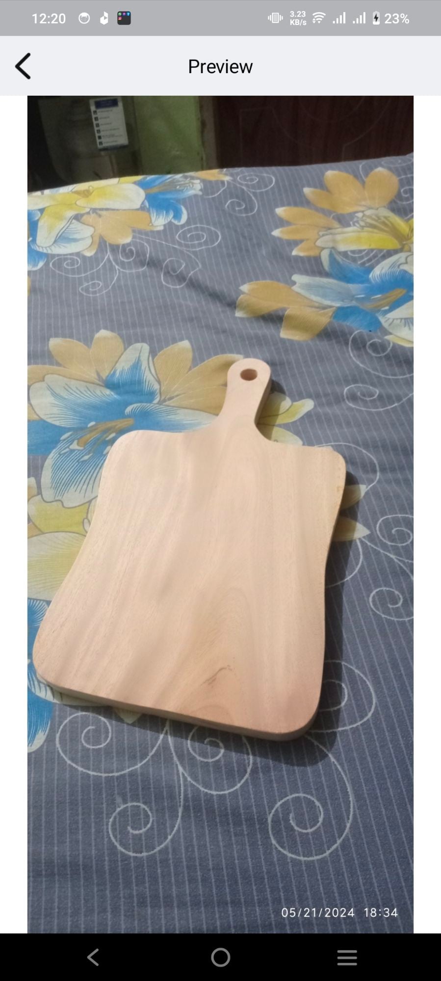 Picture of Vietnam style wooden chopping board ( 17 inch 9 inch ) - Multicolor